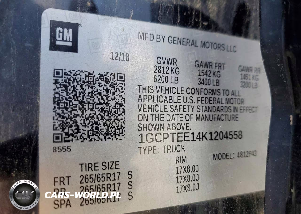 2019 Chevrolet Colorado Zr2 VIN:1GCPTEE14K1204558 - 13