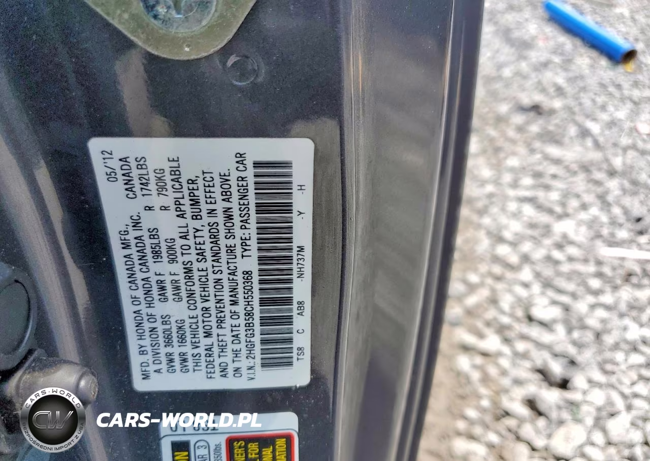 2012 Honda Civic Lx VIN:2HGFG3B58CH550368 - 12