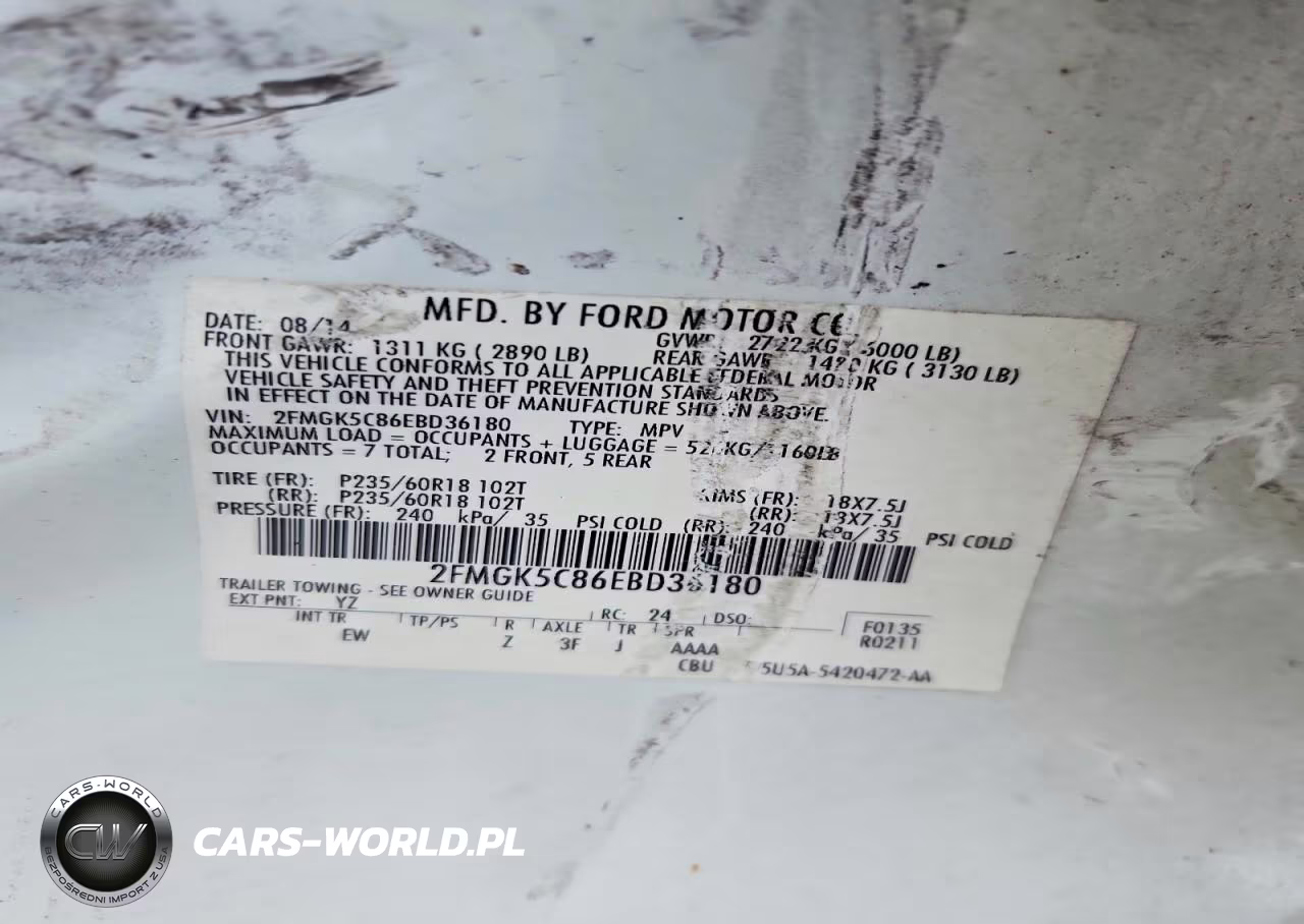 2014 Ford Flex Sel VIN:2FMGK5C86EBD36180 - 13