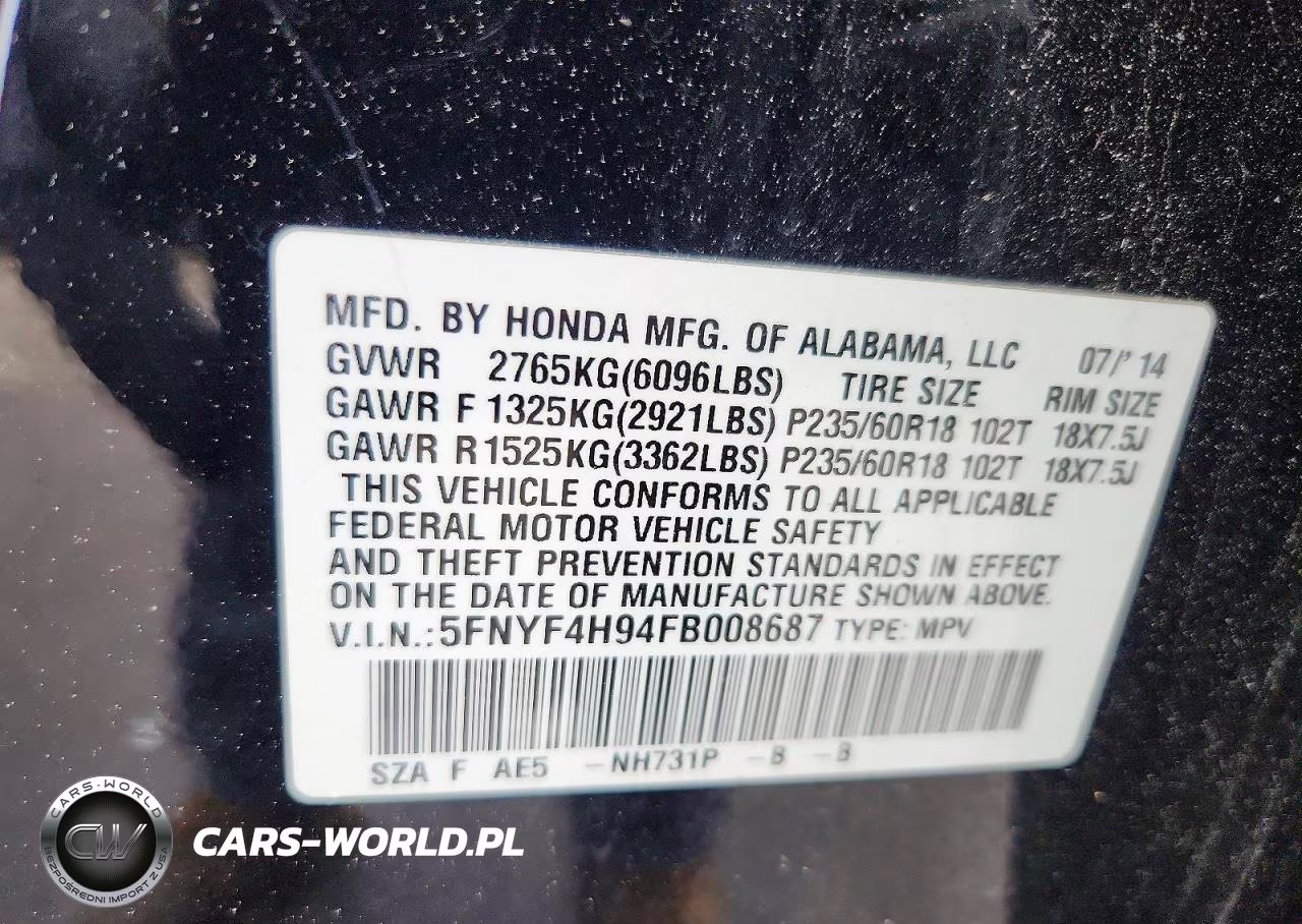2015 Honda Pilot Touring VIN:5FNYF4H94FB008687 - 13