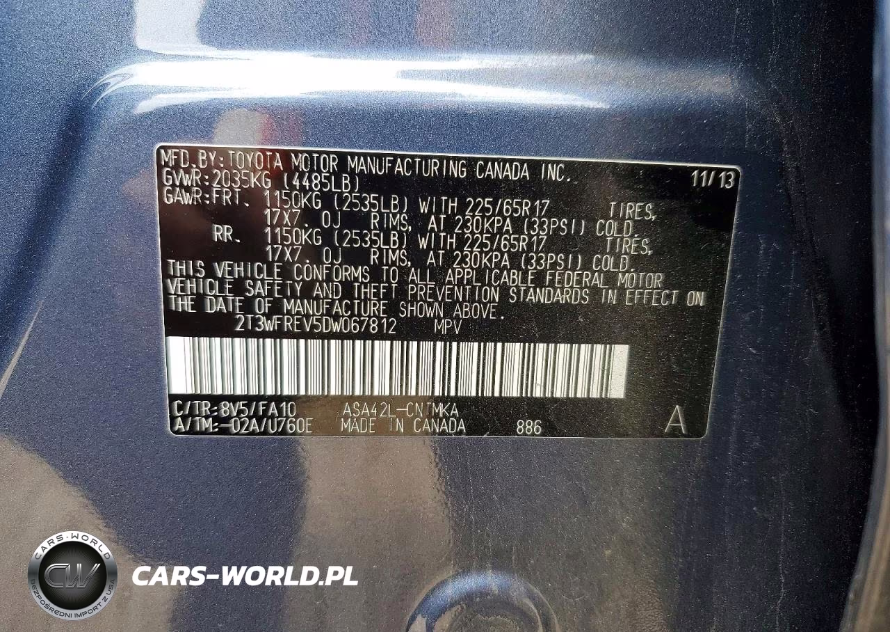 2013 Toyota Rav4 Xle VIN:2T3WFREV5DW067812 - 13