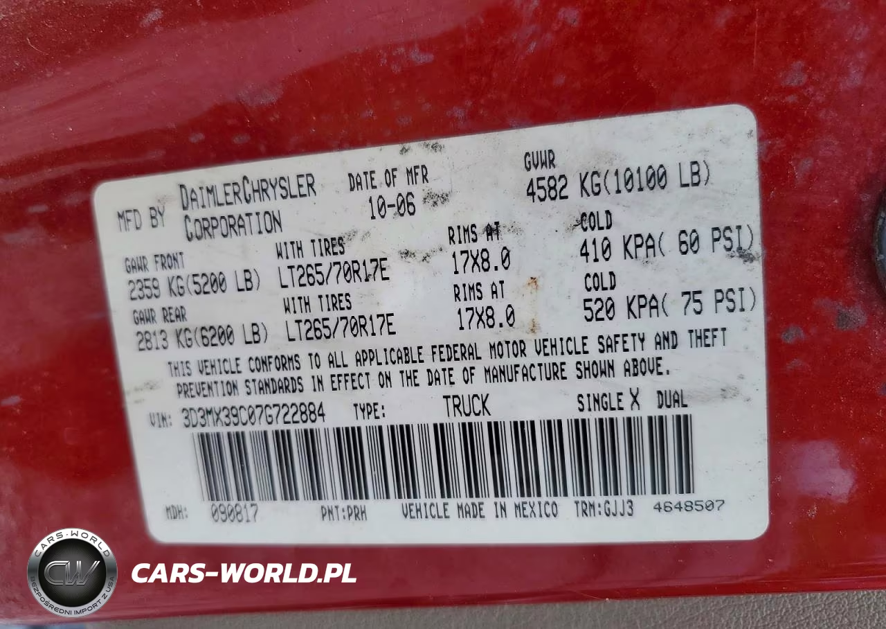 2007 Dodge Ram 3500 VIN:3D3MX39C07G722884 - 12