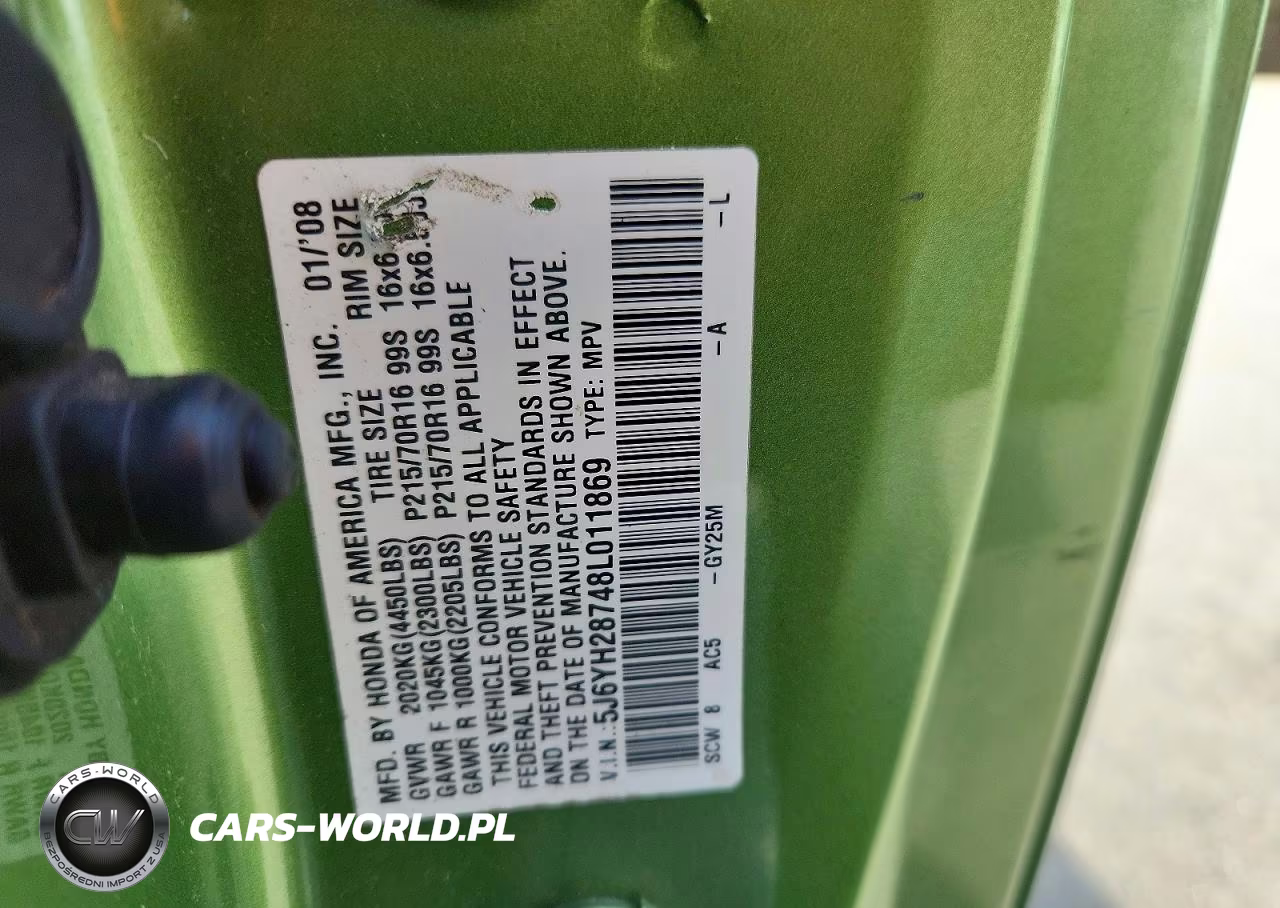 2008 Honda Element Ex VIN:5J6YH28748L011869 - 12