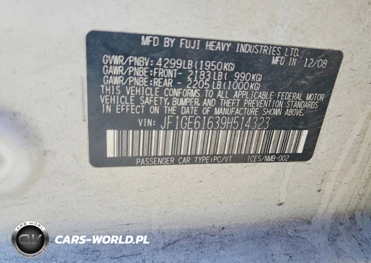 2009 Subaru Impreza 2.5I VIN:JF1GE61639H514323 - 12