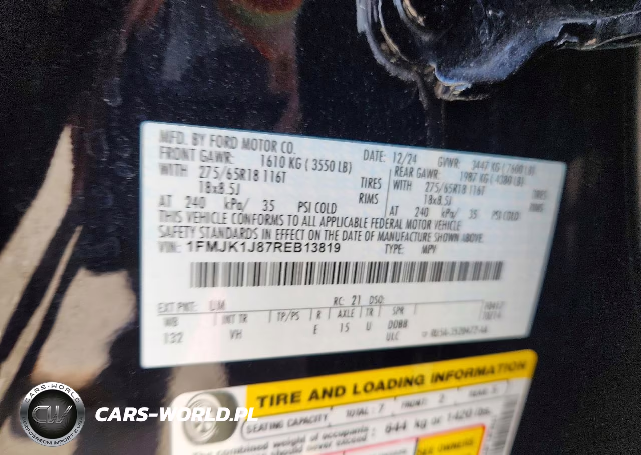 2024 Ford Expedition Max Xlt VIN:1FMJK1J87REB13819 - 13