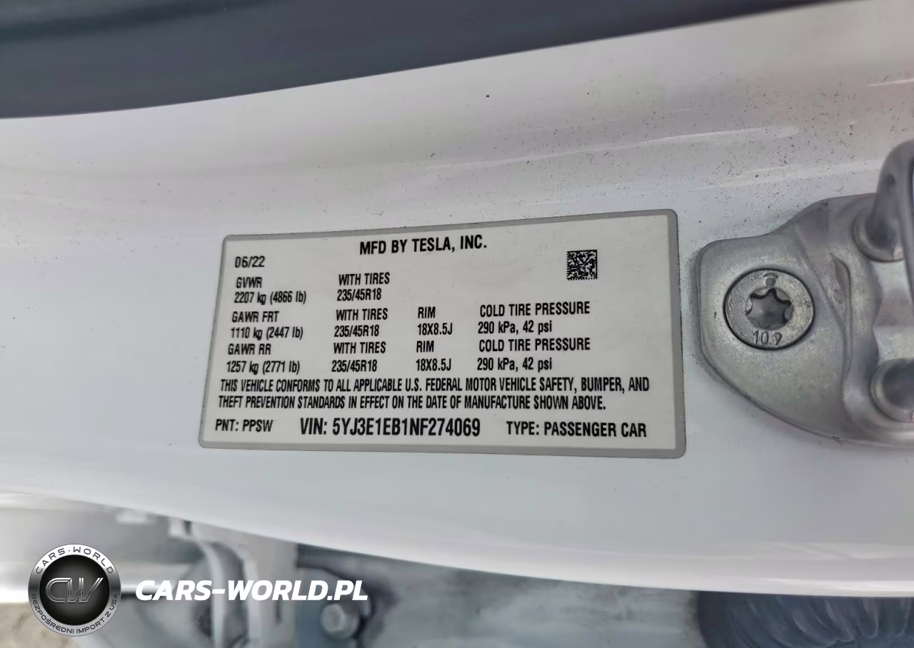 2022 Tesla Model 3 VIN:5YJ3E1EB1NF274069 - 13
