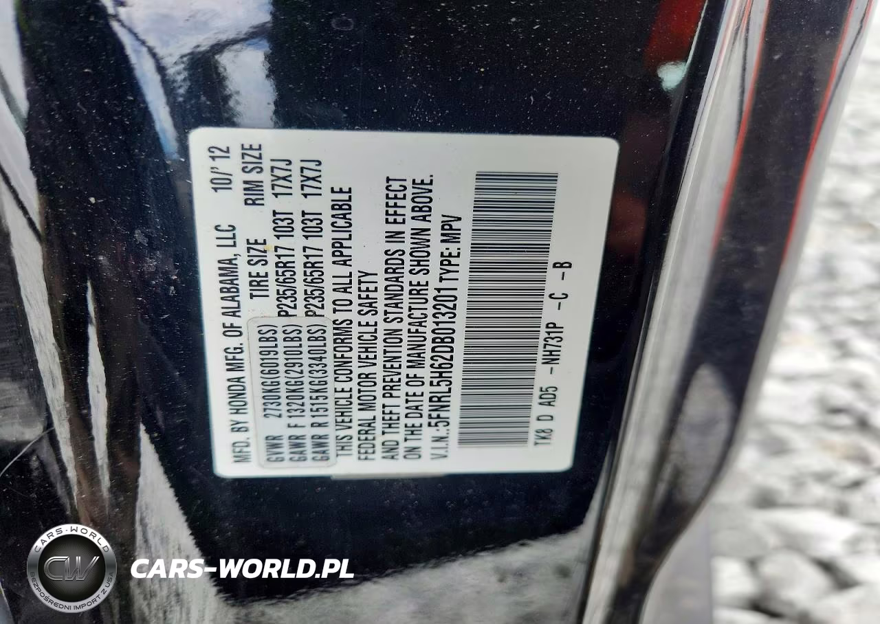 2013 Honda Odyssey Exl VIN:5FNRL5H62DB013201 - 13