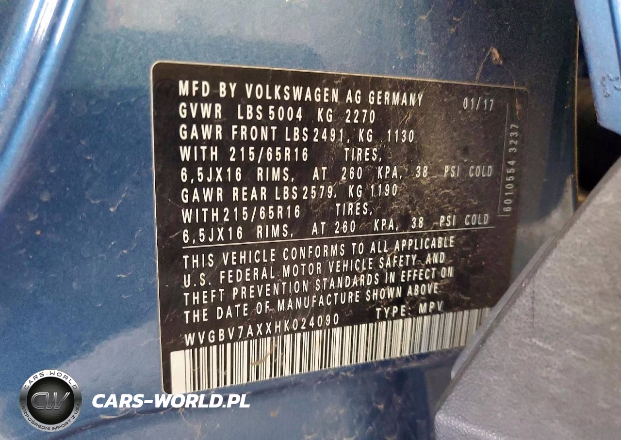 2017 Volkswagen Tiguan S VIN:WVGBV7AXXHK024090 - 13