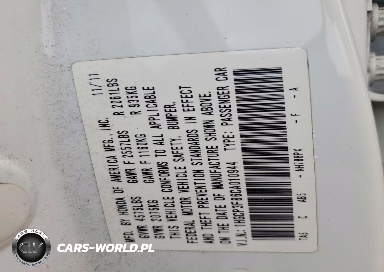 2012 Honda Accord Exl VIN:1HGCP3F86CA010944 - 12