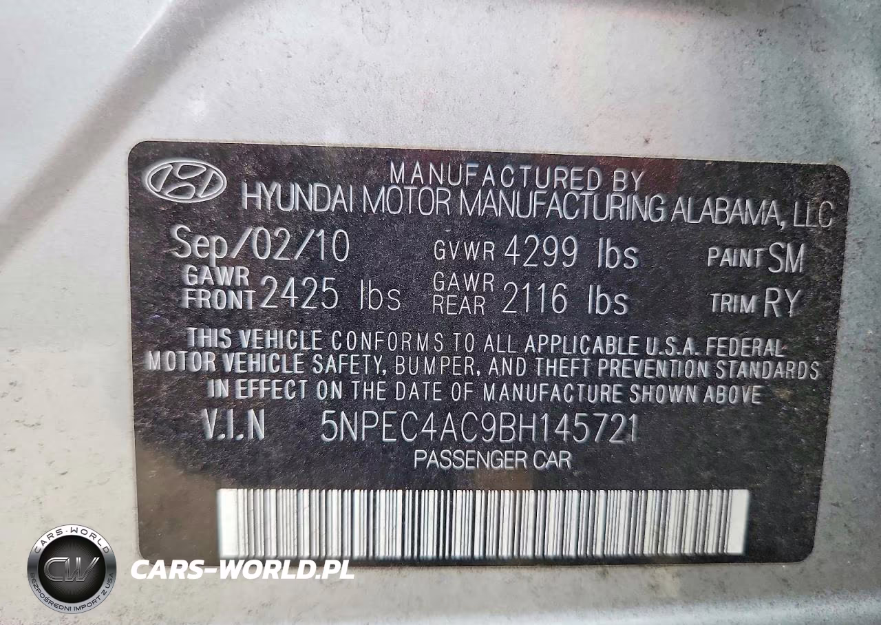 2011 Hyundai Sonata Limited VIN:5NPEC4AC9BH145721 - 13
