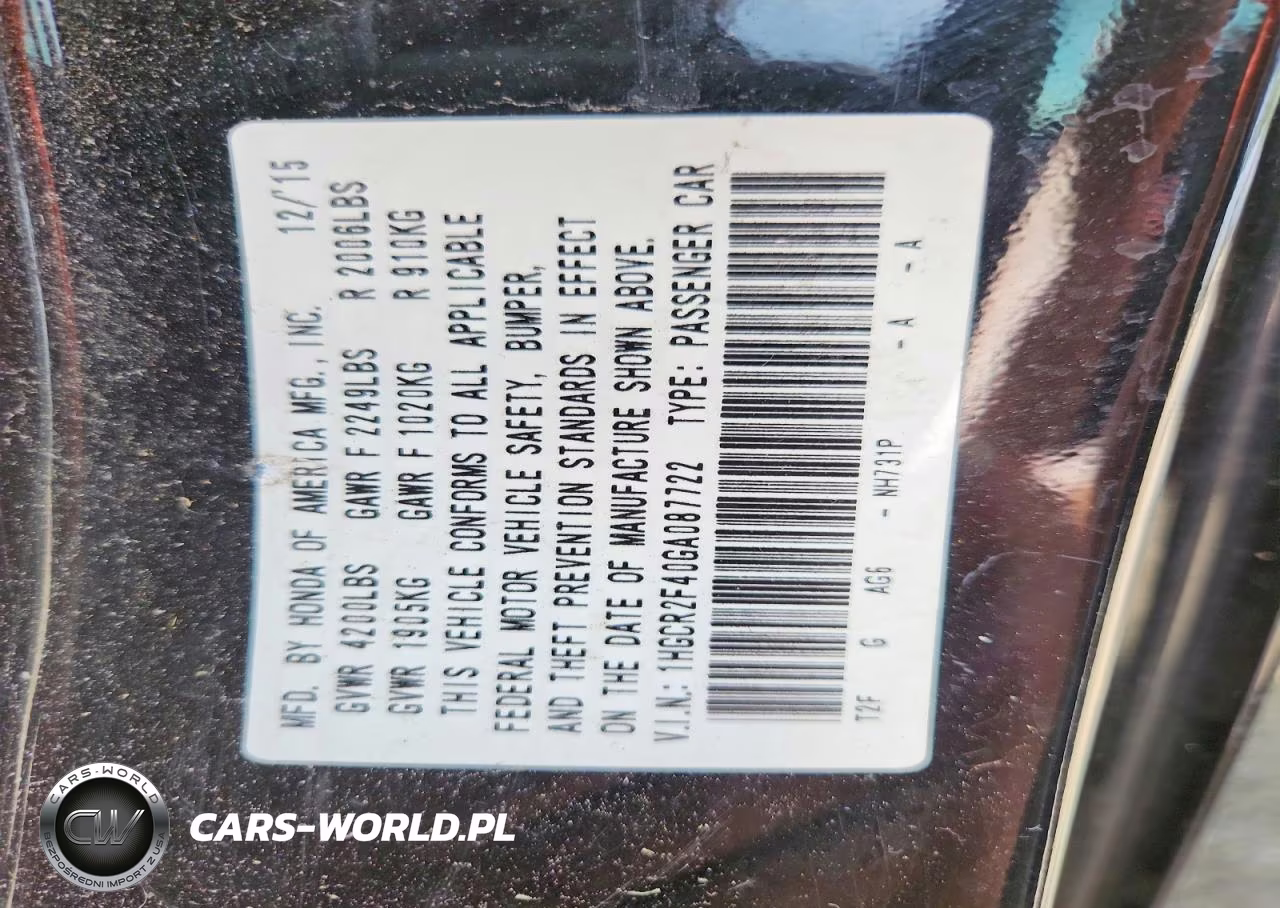 2016 Honda Accord Lx VIN:1HGCR2F40GA087722 - 13