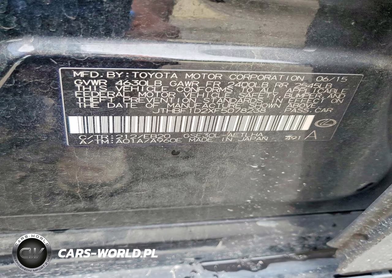 2015 Lexus Is 250 VIN:JTHBF1D2XF5078238 - 12