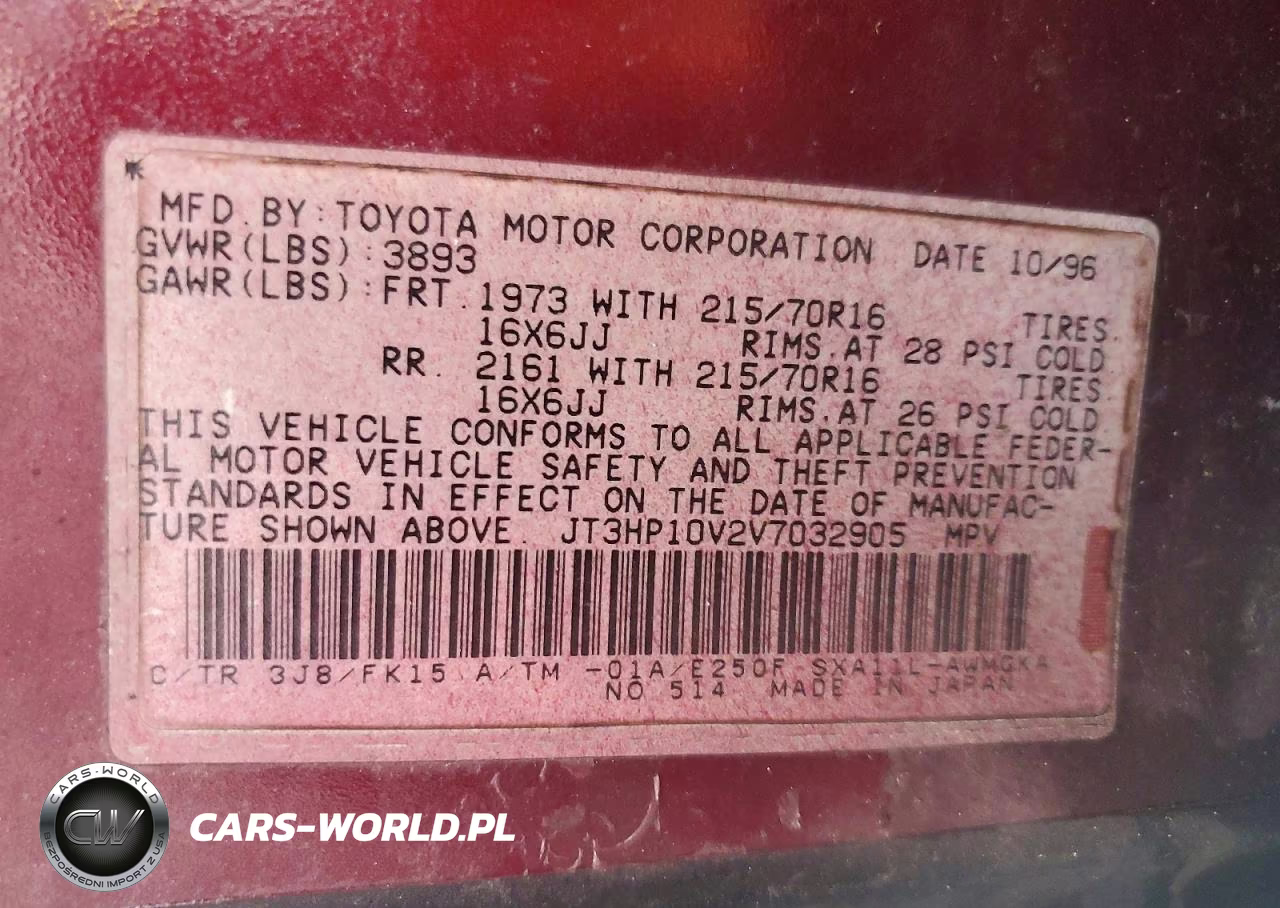1997 Toyota Rav4 Base VIN:JT3HP10V2V7032905 - 13