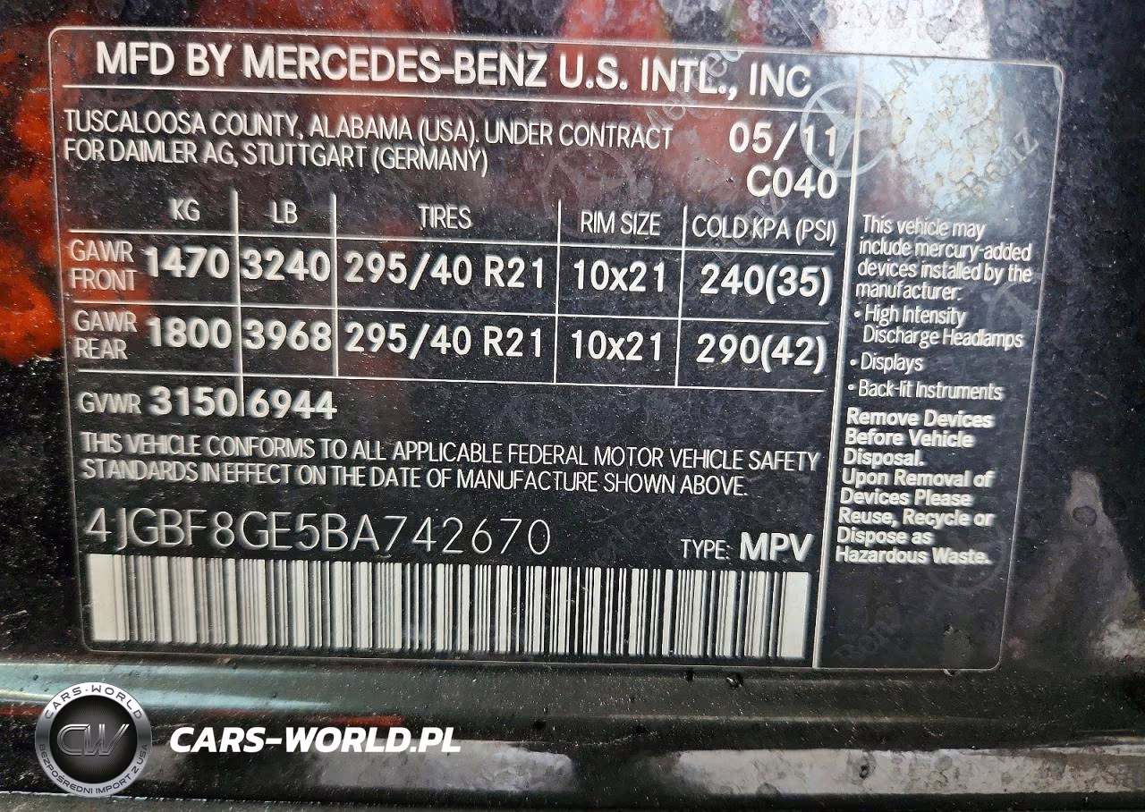 2011 Mercedes-Benz Gl 550 4Matic VIN:4JGBF8GE5BA742670 - 13