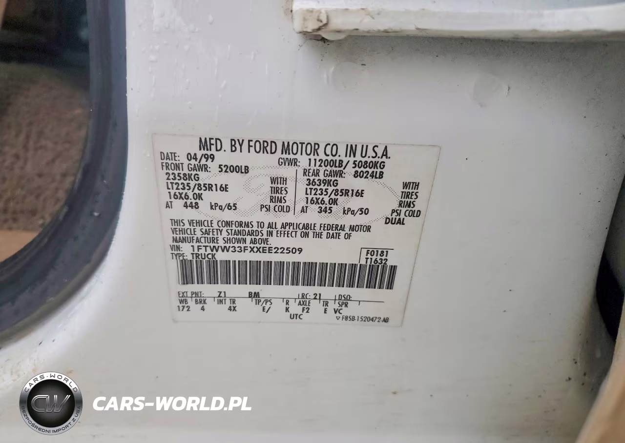 1999 Ford F350 Super Duty VIN:1FTWW33FXXEE22509 - 12
