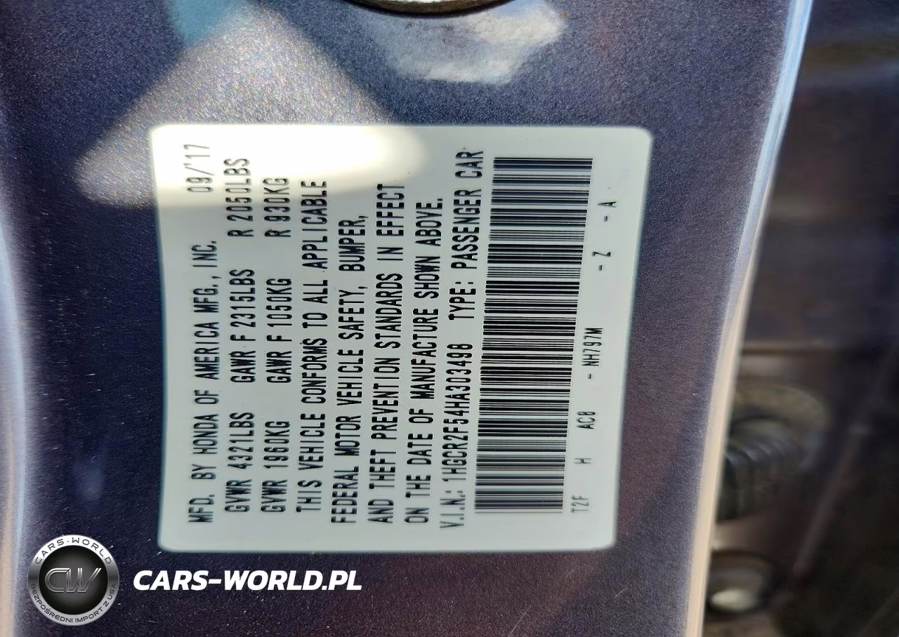 2017 Honda Accord Sport VIN:1HGCR2F54HA303498 - 13