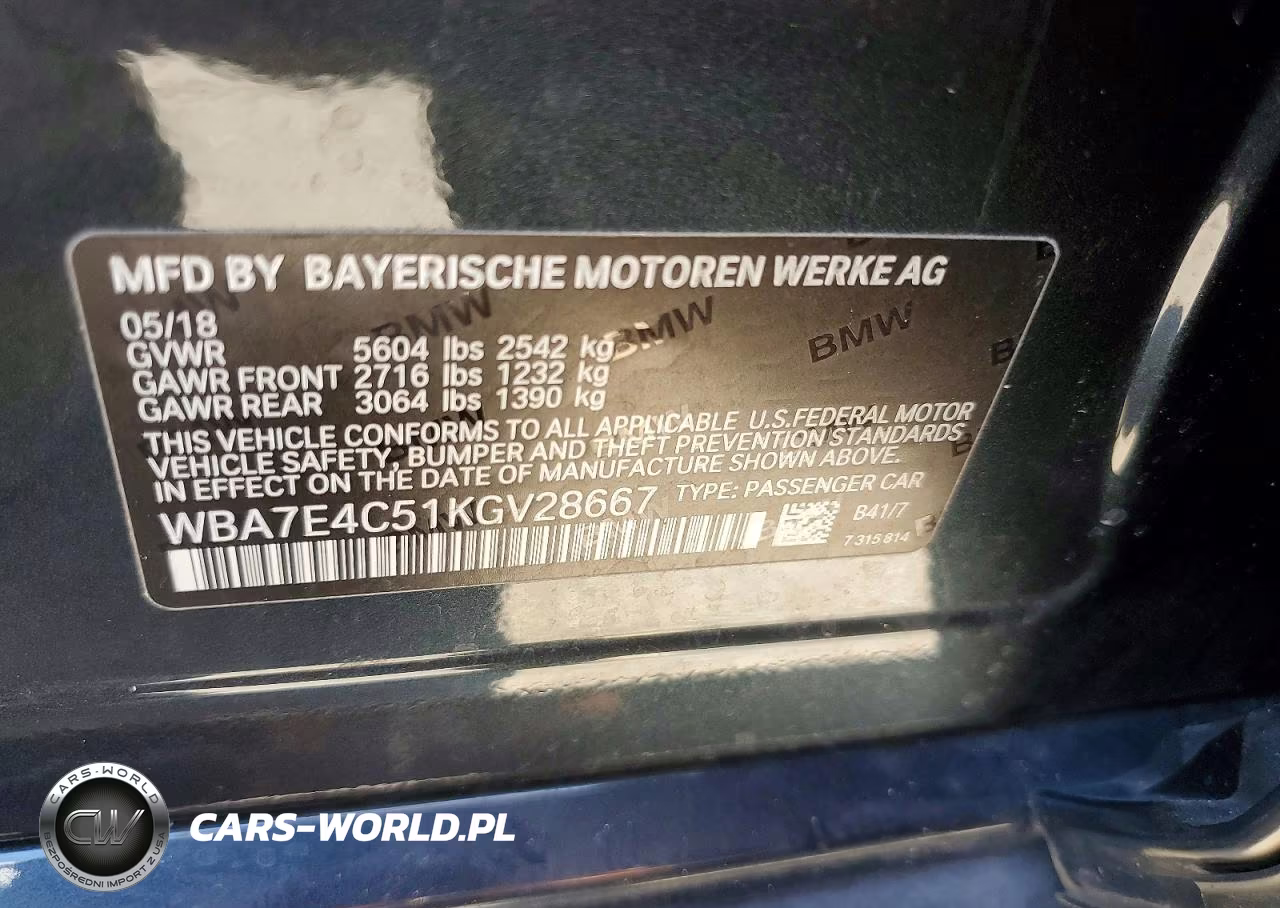 2019 BMW 740I xDrive VIN:WBA7E4C51KGV28667 - 12