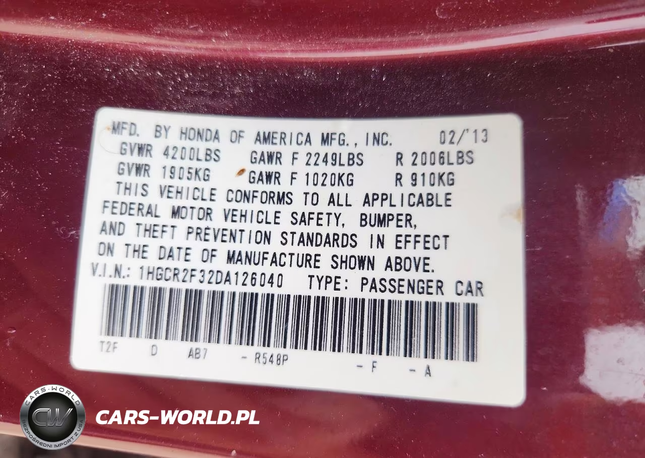 2013 Honda Accord Lx VIN:1HGCR2F32DA126040 - 13