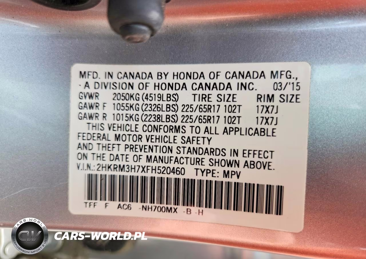 2015 Honda Cr-V Exl VIN:2HKRM3H7XFH520460 - 13