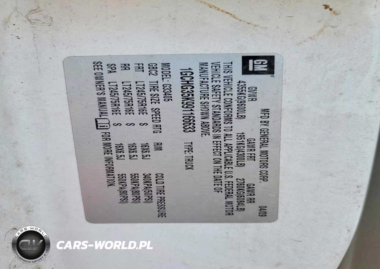 2009 Chevrolet Express VIN:1GCHG35K991166633 - 12