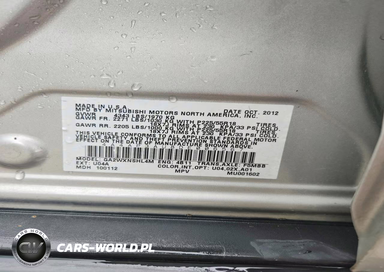 2013 Mitsubishi Outlander Sport Es VIN:4A4AP3AU8DE006567 - 12