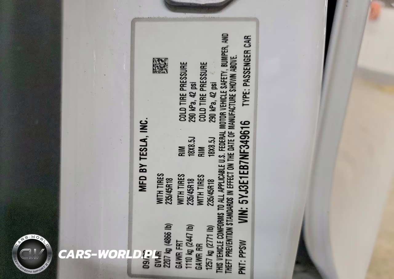 2022 Tesla Model 3 Long Range Dual Motor All-Wheel Drive VIN:5YJ3E1EB7NF349616 - 12