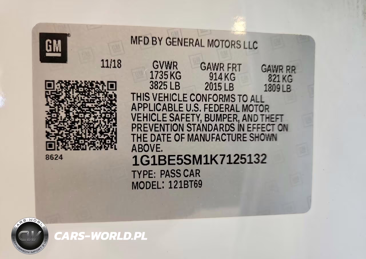 2019 Chevrolet Cruze Lt VIN:1G1BE5SM1K7125132 - 13