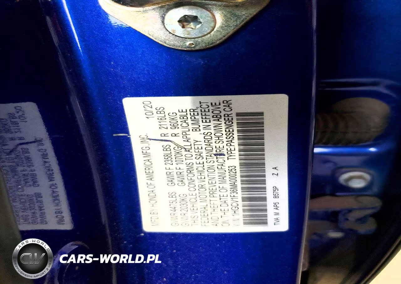 2021 Honda Accord Sport VIN:1HGCV1F36MA000253 - 13