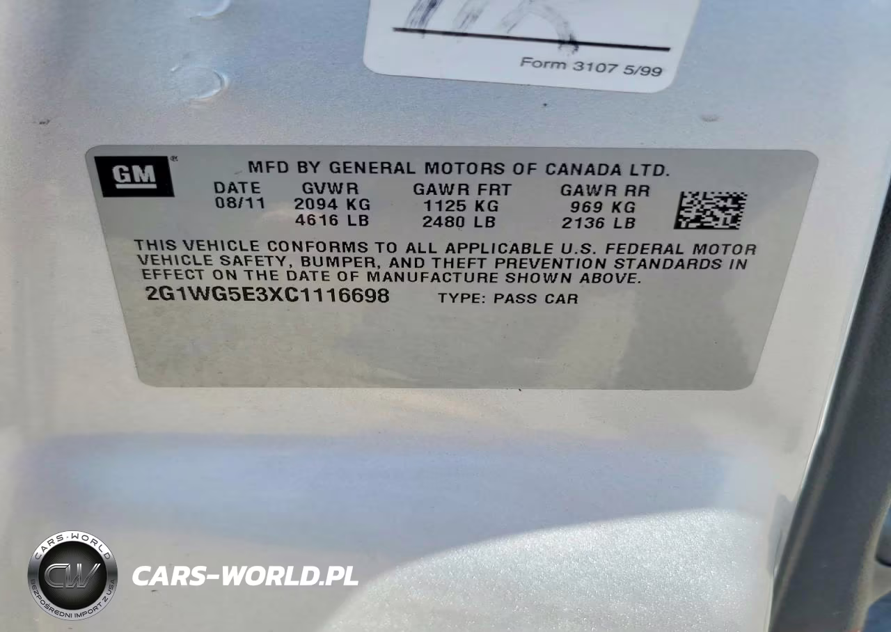 2012 Chevrolet Impala Lt VIN:2G1WG5E3XC1116698 - 12