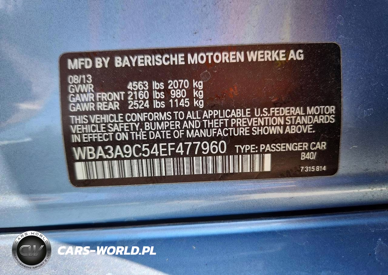 2014 BMW 335 I VIN:WBA3A9C54EF477960 - 12