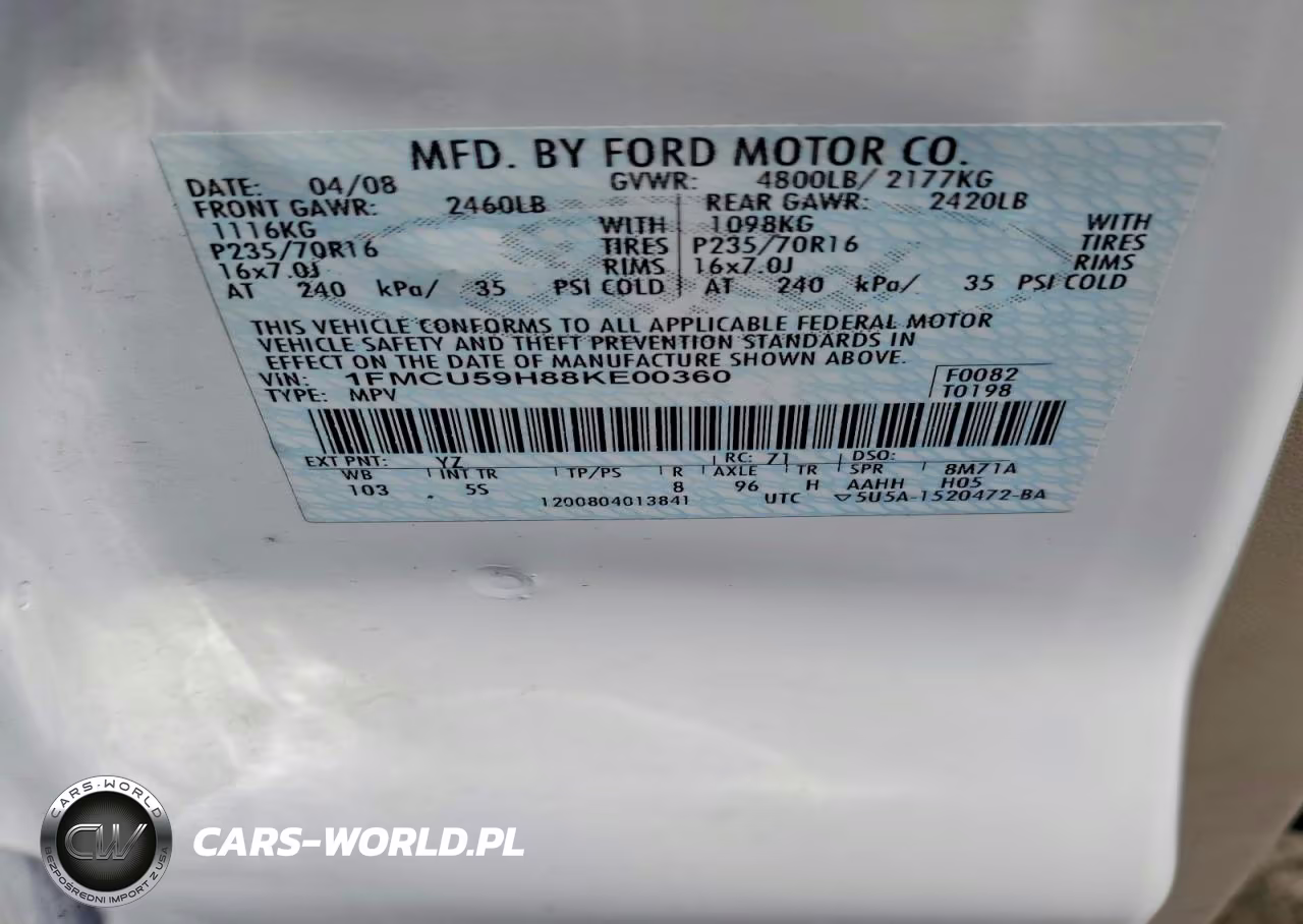2008 Ford Escape Hev VIN:1FMCU59H88KE00360 - 13