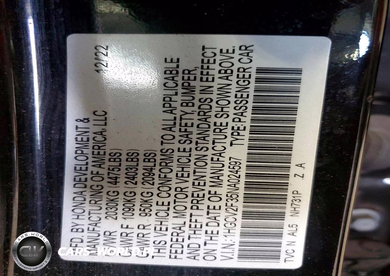 2022 Honda Accord Sport VIN:1HGCV2F35NA024597 - 12