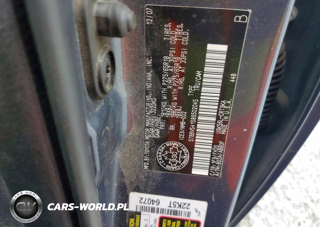 2008 Toyota Tundra Grade VIN:5TBBV54158S502045 - 12