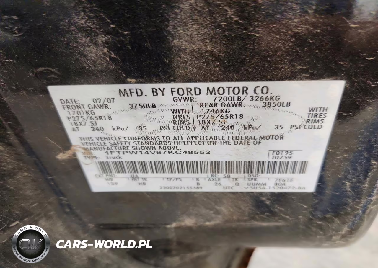 2007 Ford F150 Supercrew VIN:1FTPW14V67KC48552 - 12