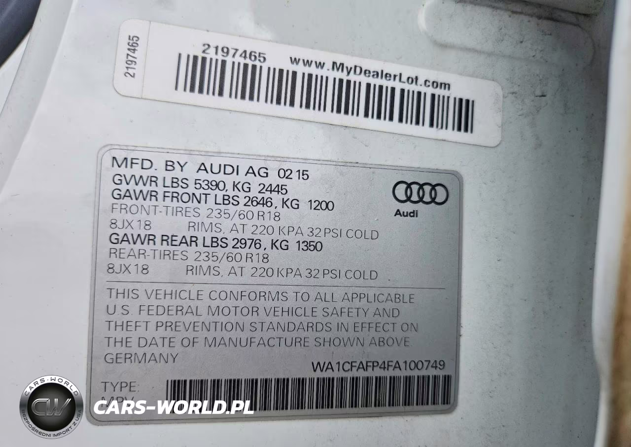 2015 Audi Q5 Premium VIN:WA1CFAFP4FA100749 - 14
