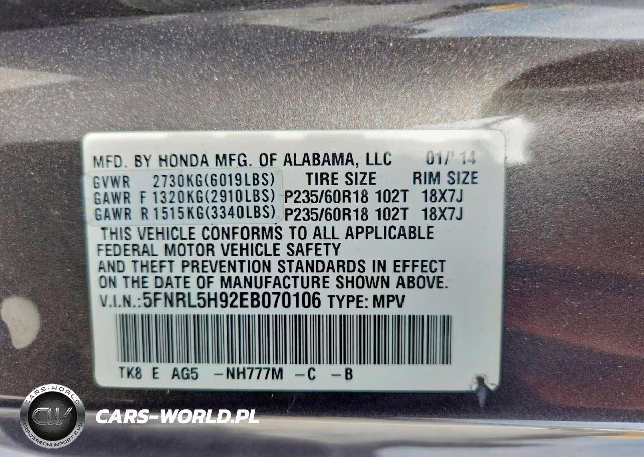 2014 Honda Odyssey Touring VIN:5FNRL5H92EB070106 - 13