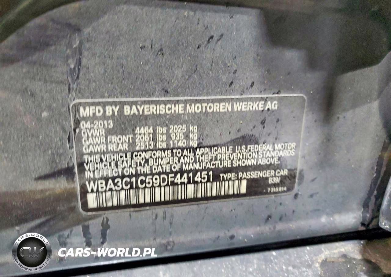 2013 BMW 328 I Sulev VIN:WBA3C1C59DF441451 - 12