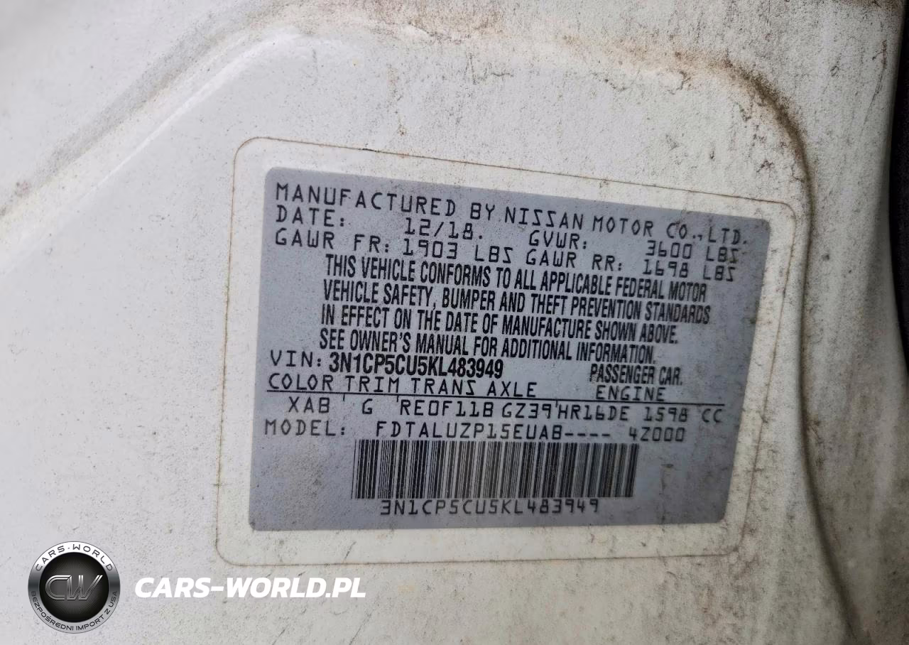 2019 Nissan Kicks Sr VIN:3N1CP5CU5KL483949 - 14