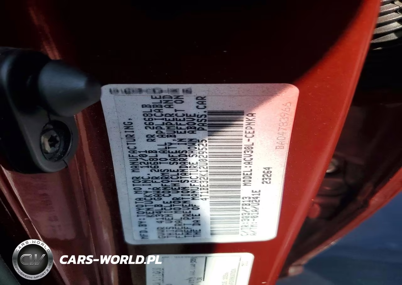 2002 Toyota Camry Le VIN:4T1BE32K12U029525 - 12