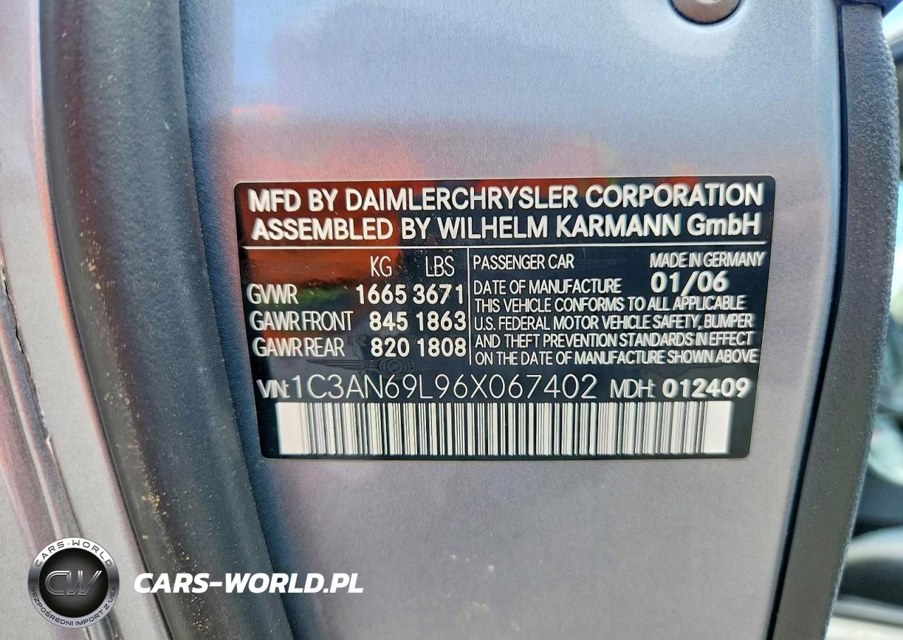2006 Chrysler Crossfire Limited VIN:1C3AN69L96X067402 - 12