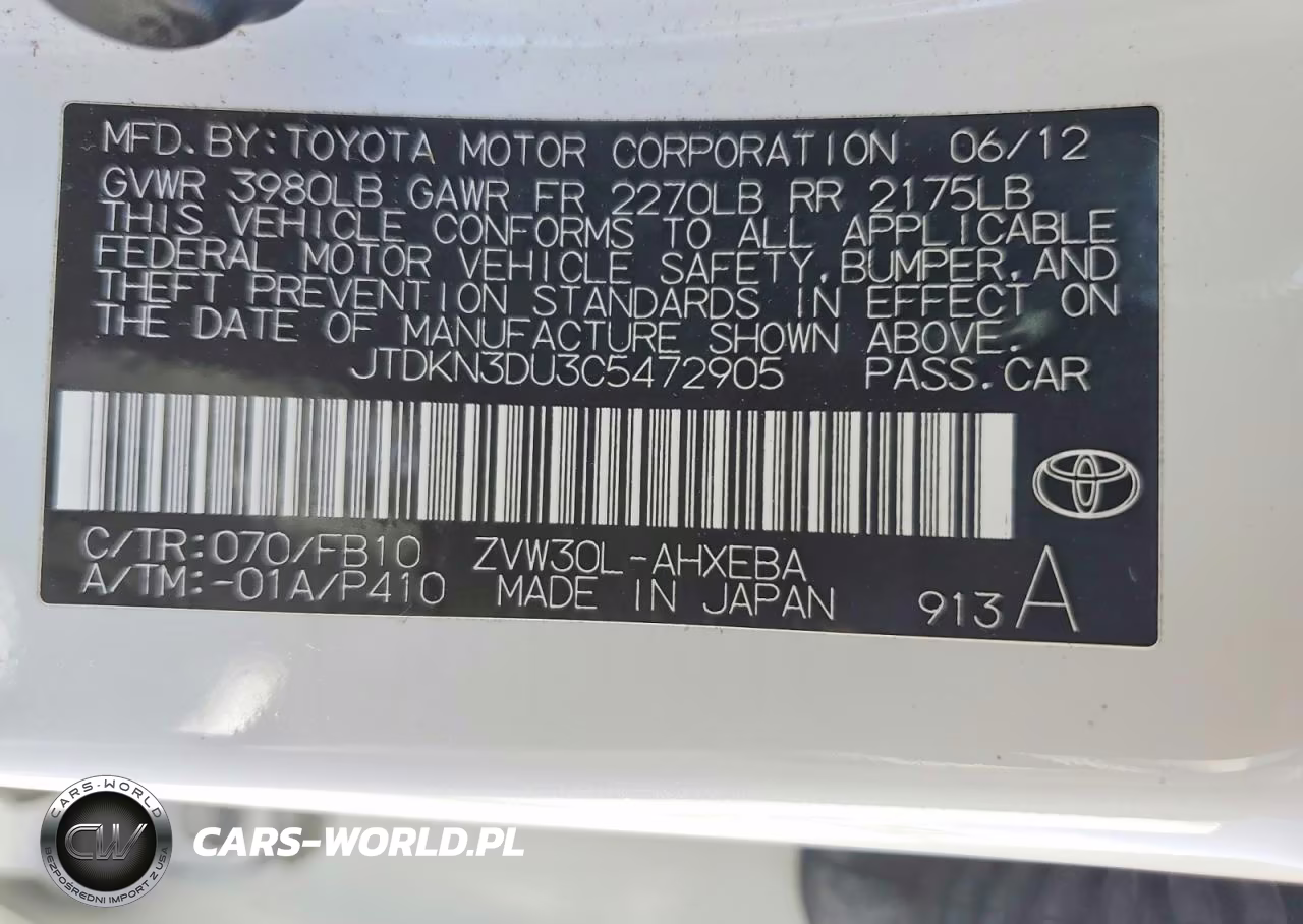 2012 Toyota Prius Three VIN:JTDKN3DU3C5472905 - 12