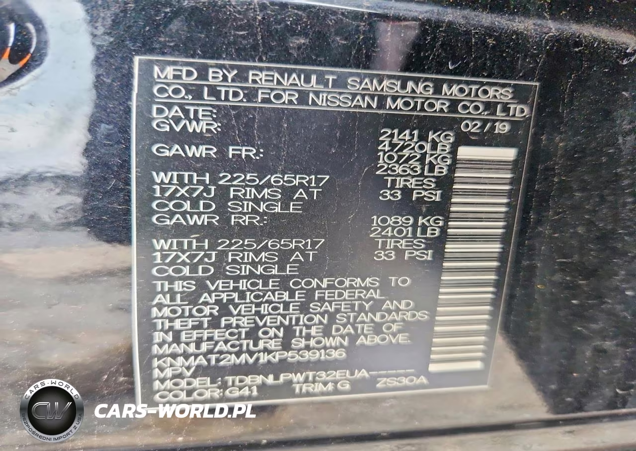 2019 Nissan Rogue S VIN:KNMAT2MV1KP539136 - 13