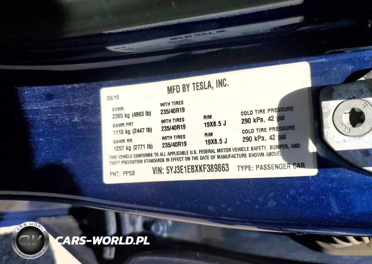2019 Tesla Model 3 VIN:5YJ3E1EBXKF389863 - 12