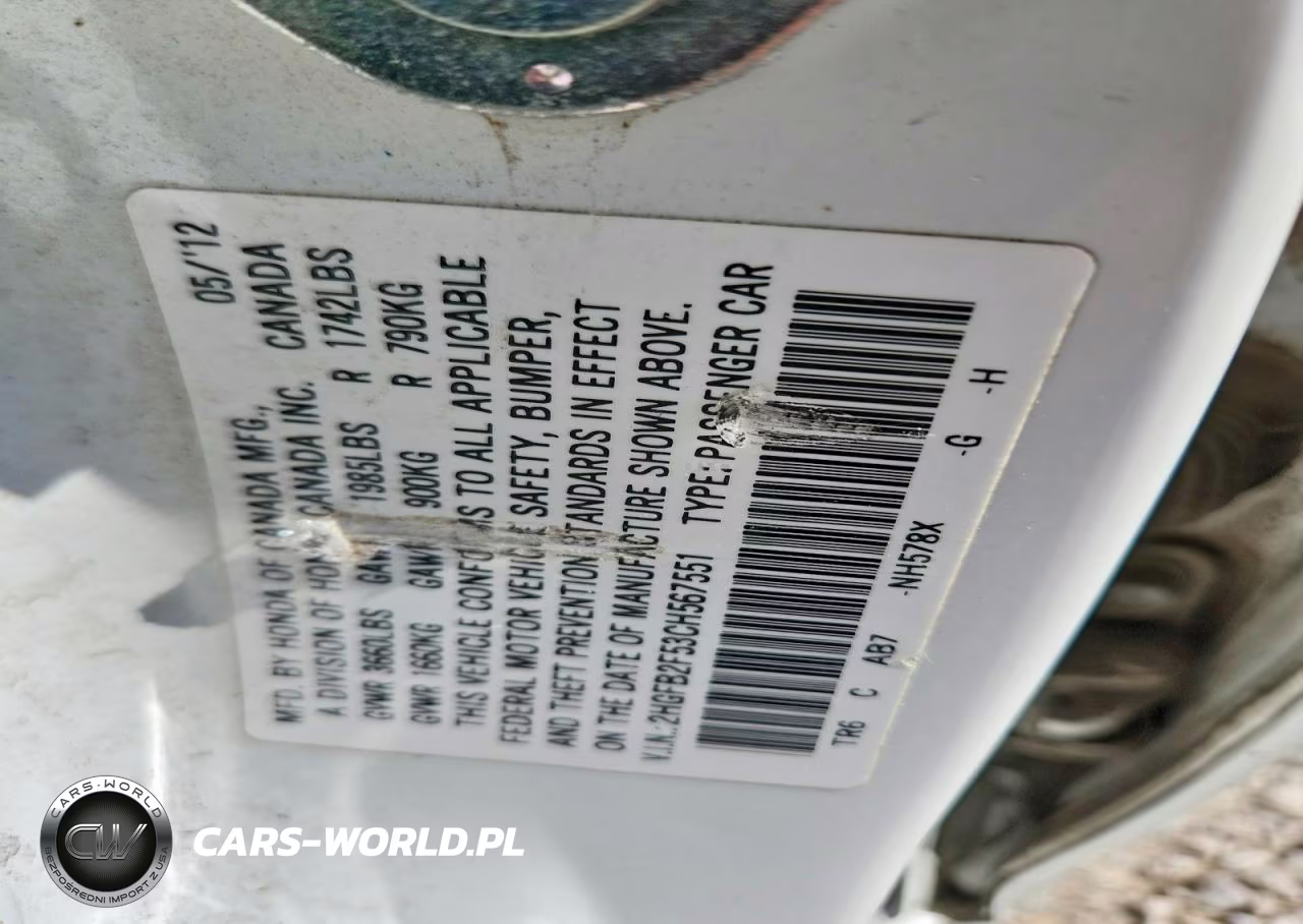 2012 Honda Civic Lx VIN:2HGFB2F53CH567551 - 12