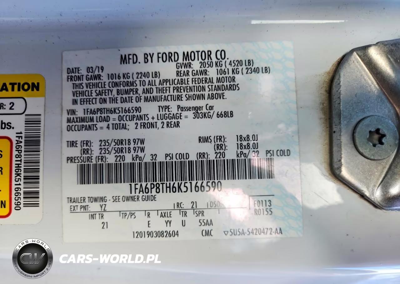 2019 Ford Mustang VIN:1FA6P8TH6K5166590 - 12
