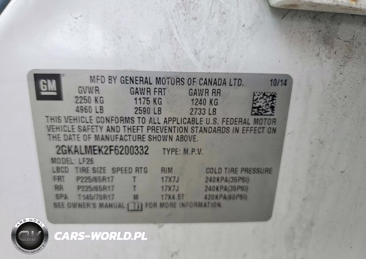 2015 GMC Terrain Sle VIN:2GKALMEK2F6200332 - 12