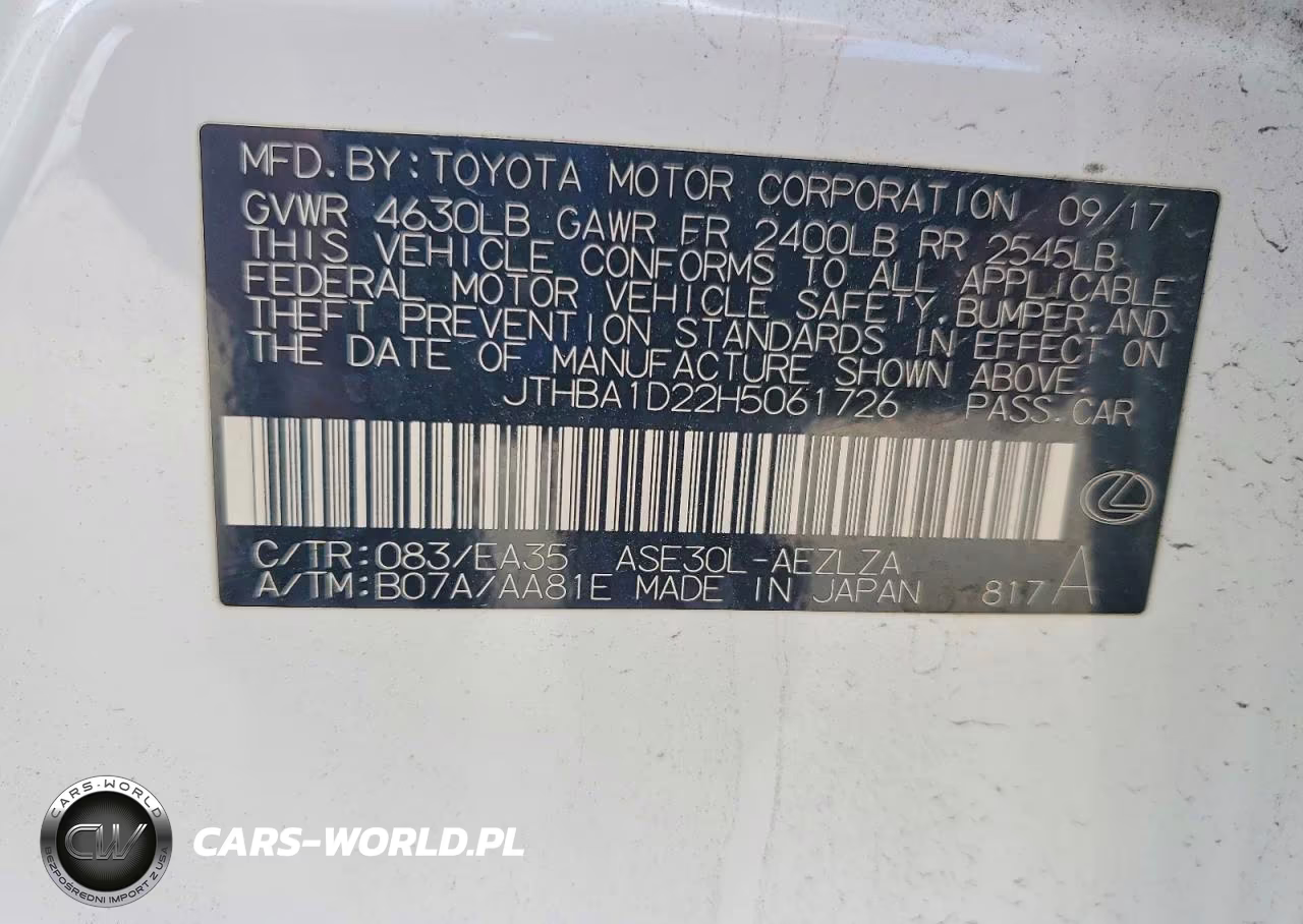 2017 Lexus Is 200T VIN:JTHBA1D22H5061726 - 12