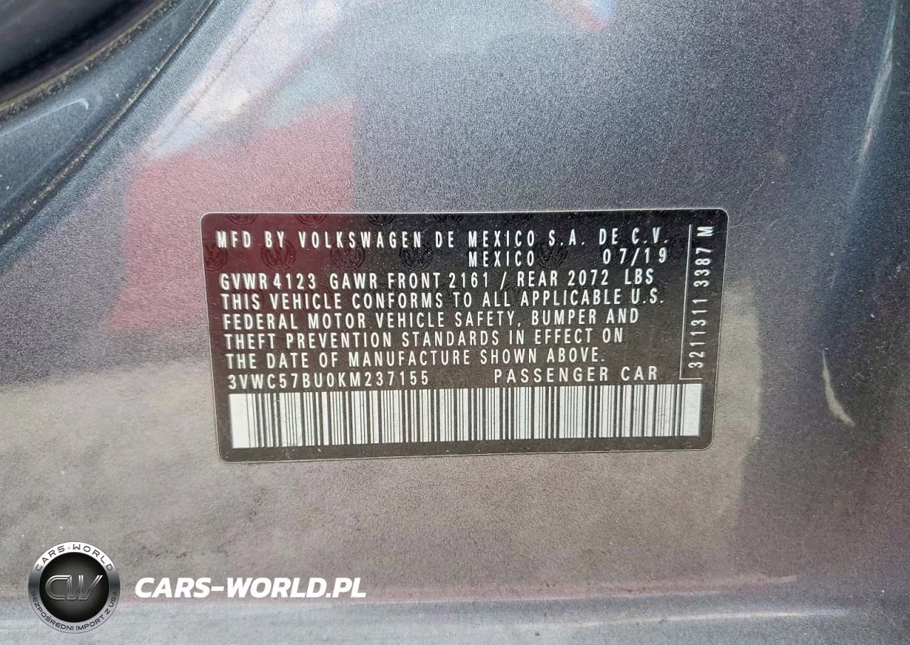2019 Volkswagen Jetta S VIN:3VWC57BU0KM237155 - 12