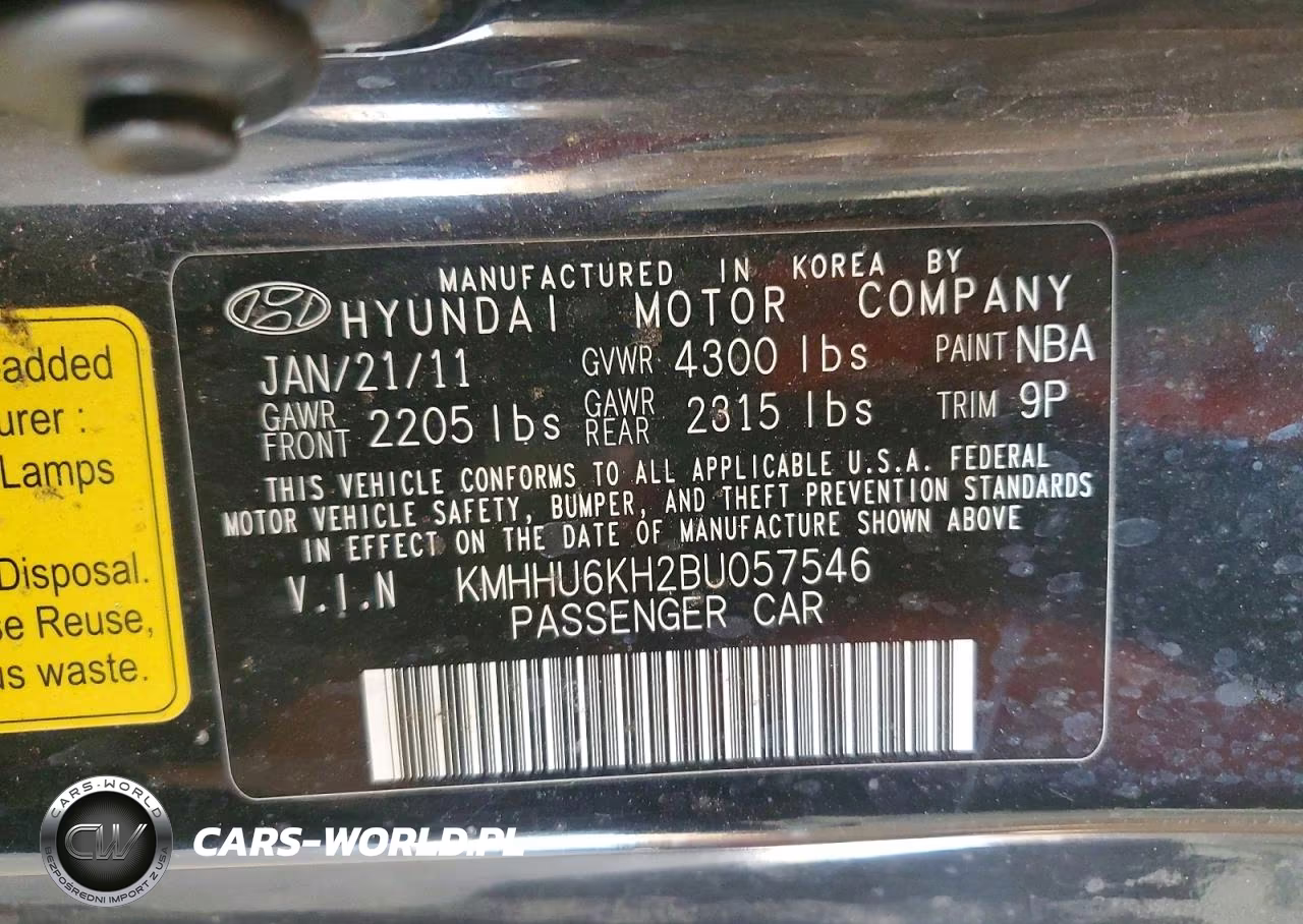 2011 Hyundai Genesis Coupe 3.8L VIN:KMHHU6KH2BU057546 - 12