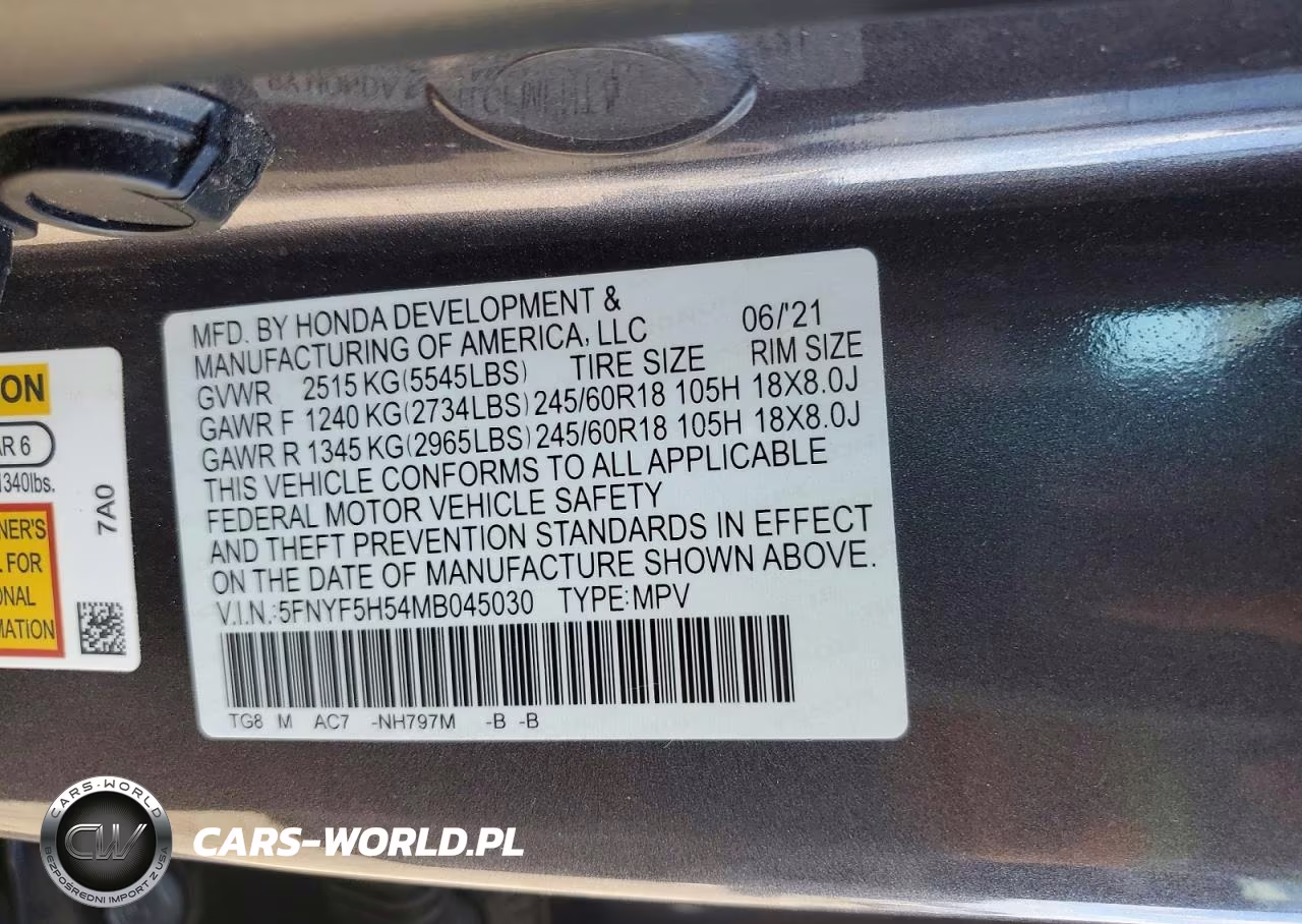 2021 Honda Pilot Exl VIN:5FNYF5H54MB045030 - 13